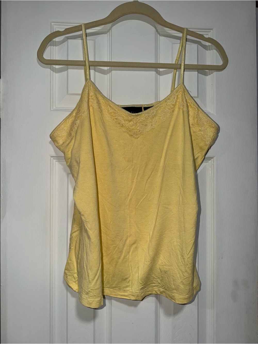 attention Yellow Lace-Trim Camisole Tank Top